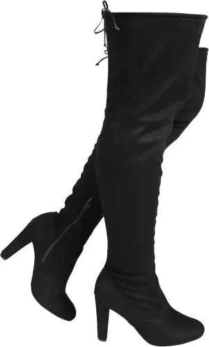Women's Over The Knee Boot - Sexy Wide Calf - Wide FIT - Thigh High Pullon Boot - Trendy Block Heel Shoe - Comfortable Boot