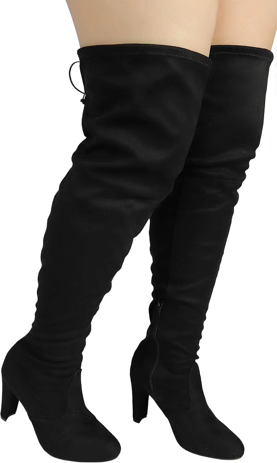 Women's Over The Knee Boot - Sexy Wide Calf - Wide FIT - Thigh High Pullon Boot - Trendy Block Heel Shoe - Comfortable Boot