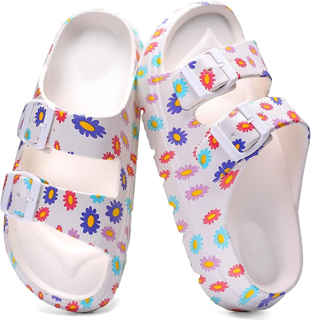Women's Pillow Sandals Tie-dye EVA Platform Slides with Adjustable Double Buckle and Arch Support for All-Day Comfort