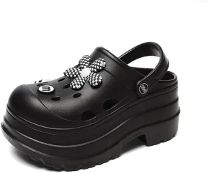 Women's Platform Clogs Slip On Slides Shoes Beach Sandals Gardener Clog Hight Heels Mule Slippers Garden Shoes DIY Cartoon Accessories Sandals