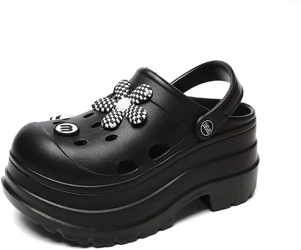 Women's Platform Clogs Slip On Slides Shoes Beach Sandals Gardener Clog Hight Heels Mule Slippers Garden Shoes DIY Cartoon Accessories Sandals