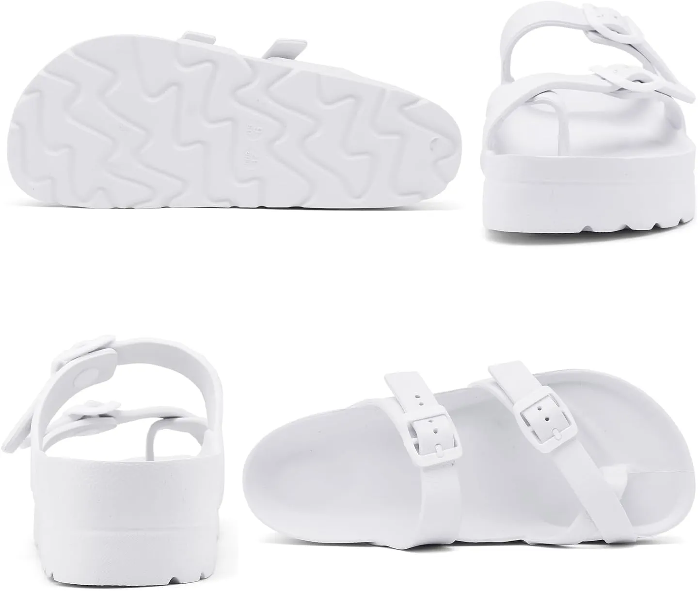 Womens Platform Sandals with Arch Support, Adjustable Buckle Beach Sandal Woman Comfort Lightweight Ultra Cushion EVA Slides