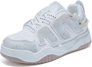 Women's Platform Sneakers Breathable Skate-Inspired Casual Shoes Lightweight Perforated PU Upper Walking Shoes