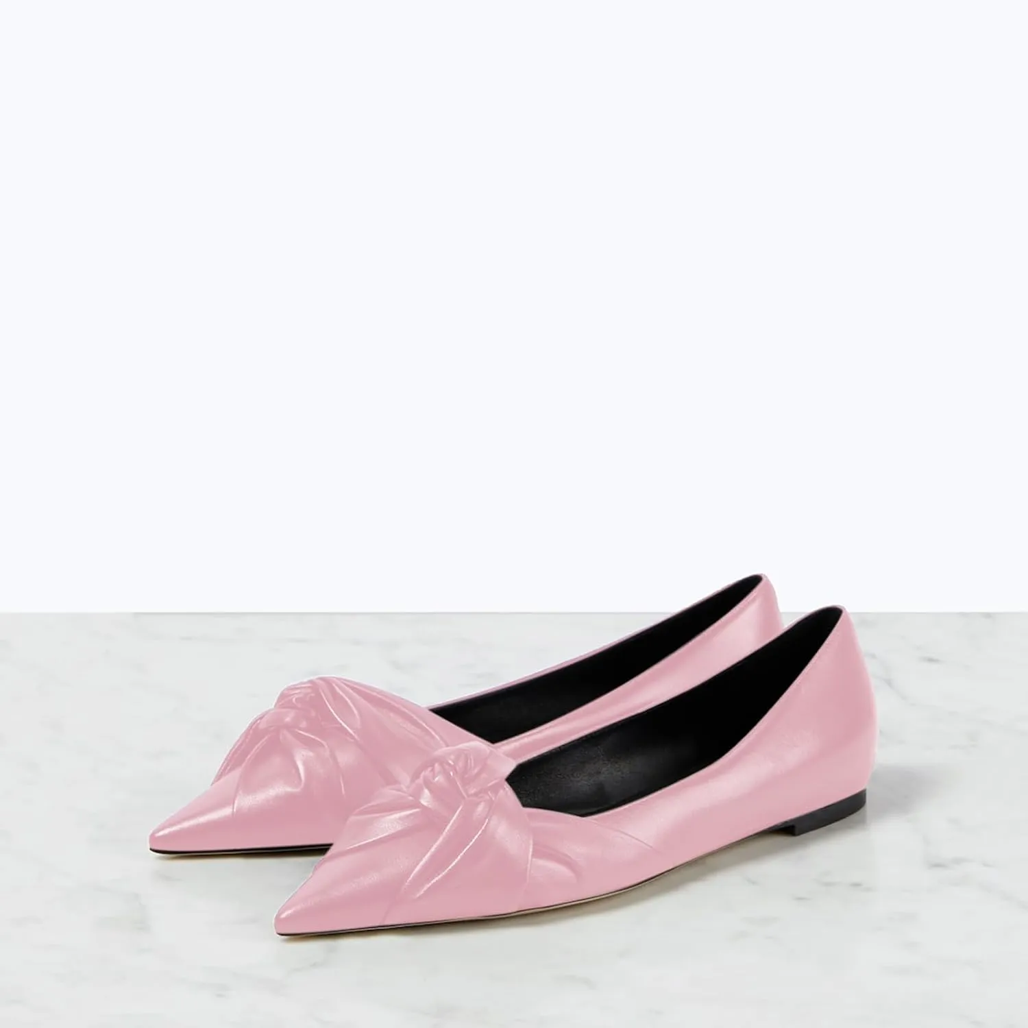Women's Pointed Toe Slip On Ruched Knot Ballet Flats Fashion Casual Walking Office Flats Closed Toe Knotted Flat Shoes Dressy Chic Comfortable Shoes