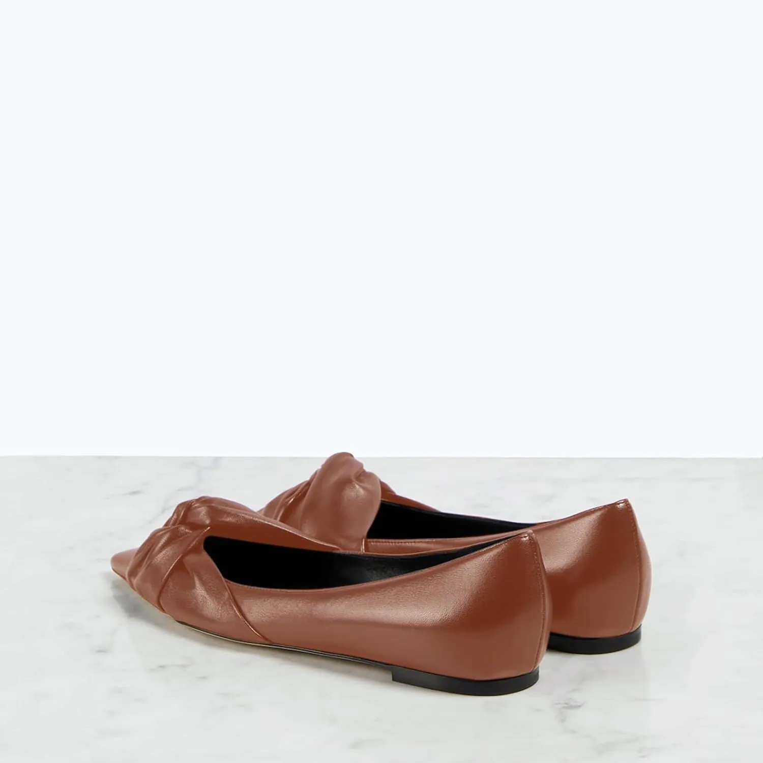 Women's Pointed Toe Slip On Ruched Knot Ballet Flats Fashion Casual Walking Office Flats Closed Toe Knotted Flat Shoes Dressy Chic Comfortable Shoes