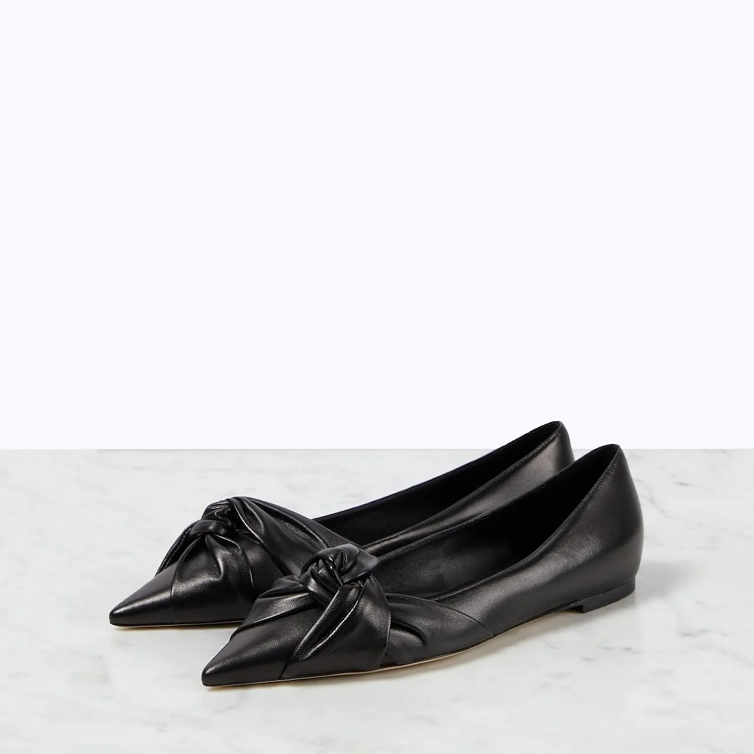 Women's Pointed Toe Slip On Ruched Knot Ballet Flats Fashion Casual Walking Office Flats Closed Toe Knotted Flat Shoes Dressy Chic Comfortable Shoes