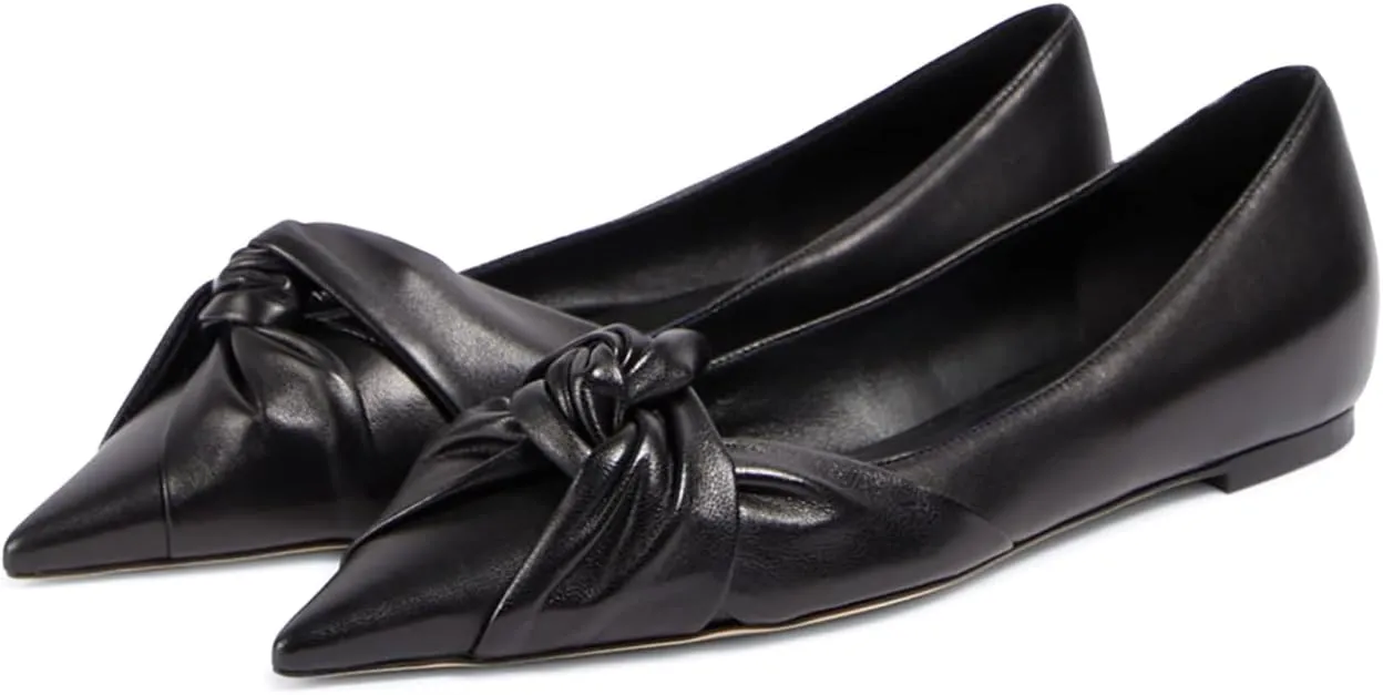 Women's Pointed Toe Slip On Ruched Knot Ballet Flats Fashion Casual Walking Office Flats Closed Toe Knotted Flat Shoes Dressy Chic Comfortable Shoes