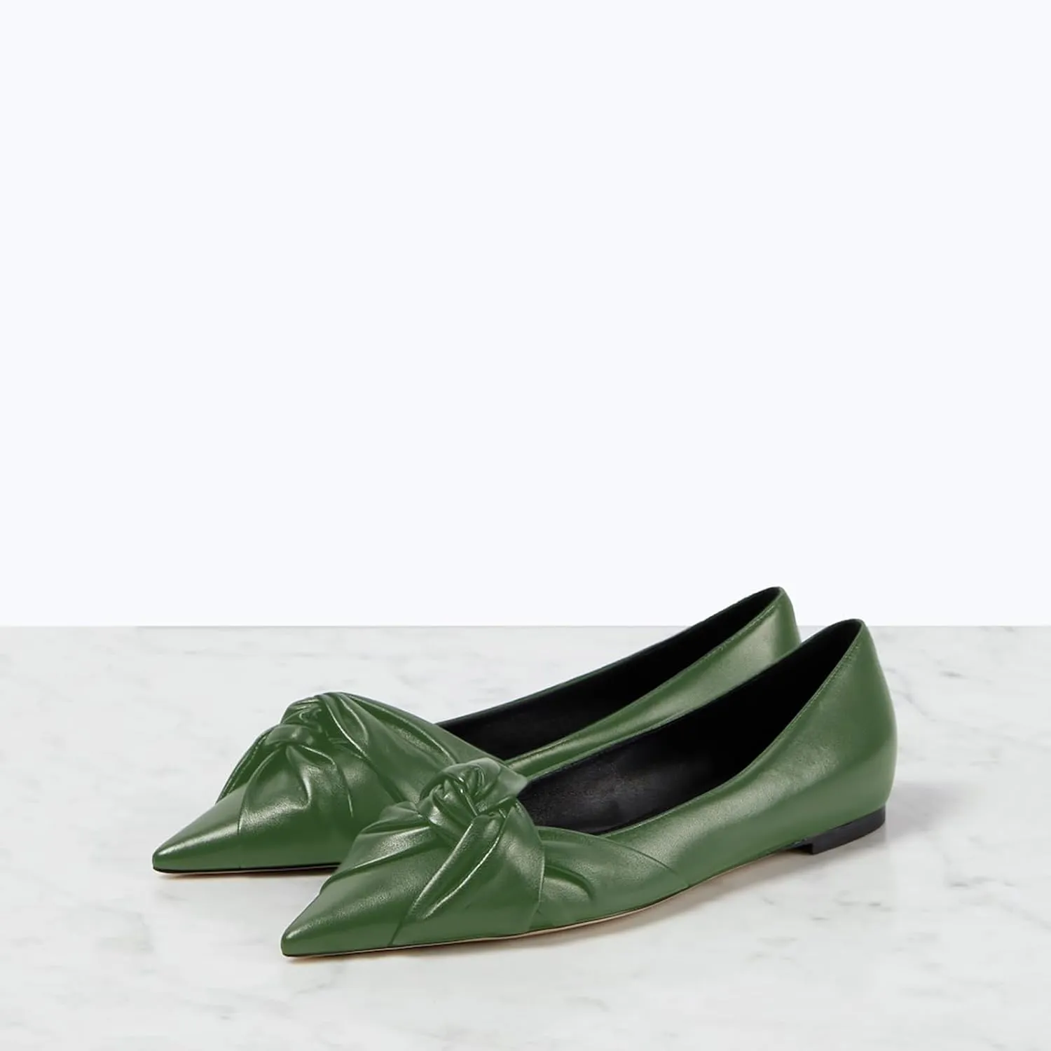 Women's Pointed Toe Slip On Ruched Knot Ballet Flats Fashion Casual Walking Office Flats Closed Toe Knotted Flat Shoes Dressy Chic Comfortable Shoes