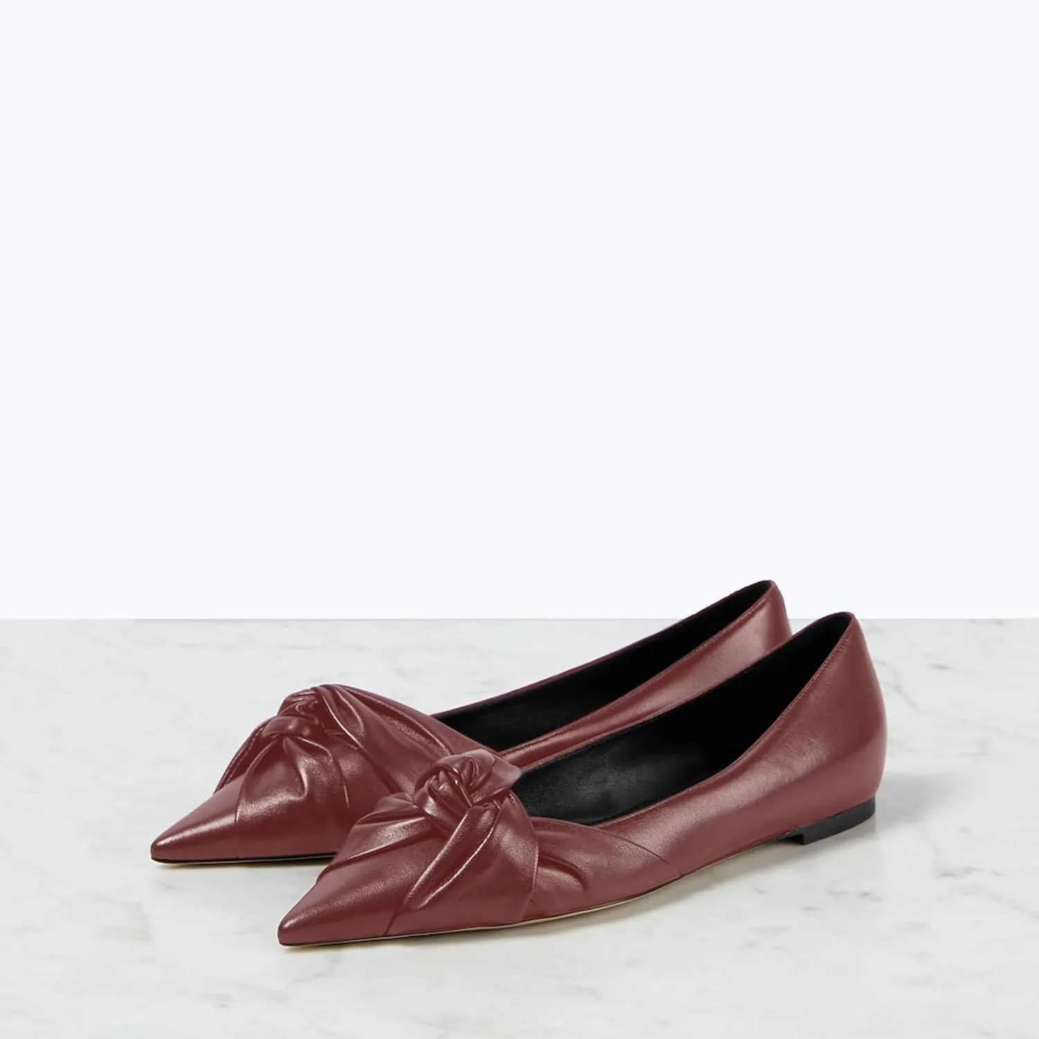 Women's Pointed Toe Slip On Ruched Knot Ballet Flats Fashion Casual Walking Office Flats Closed Toe Knotted Flat Shoes Dressy Chic Comfortable Shoes