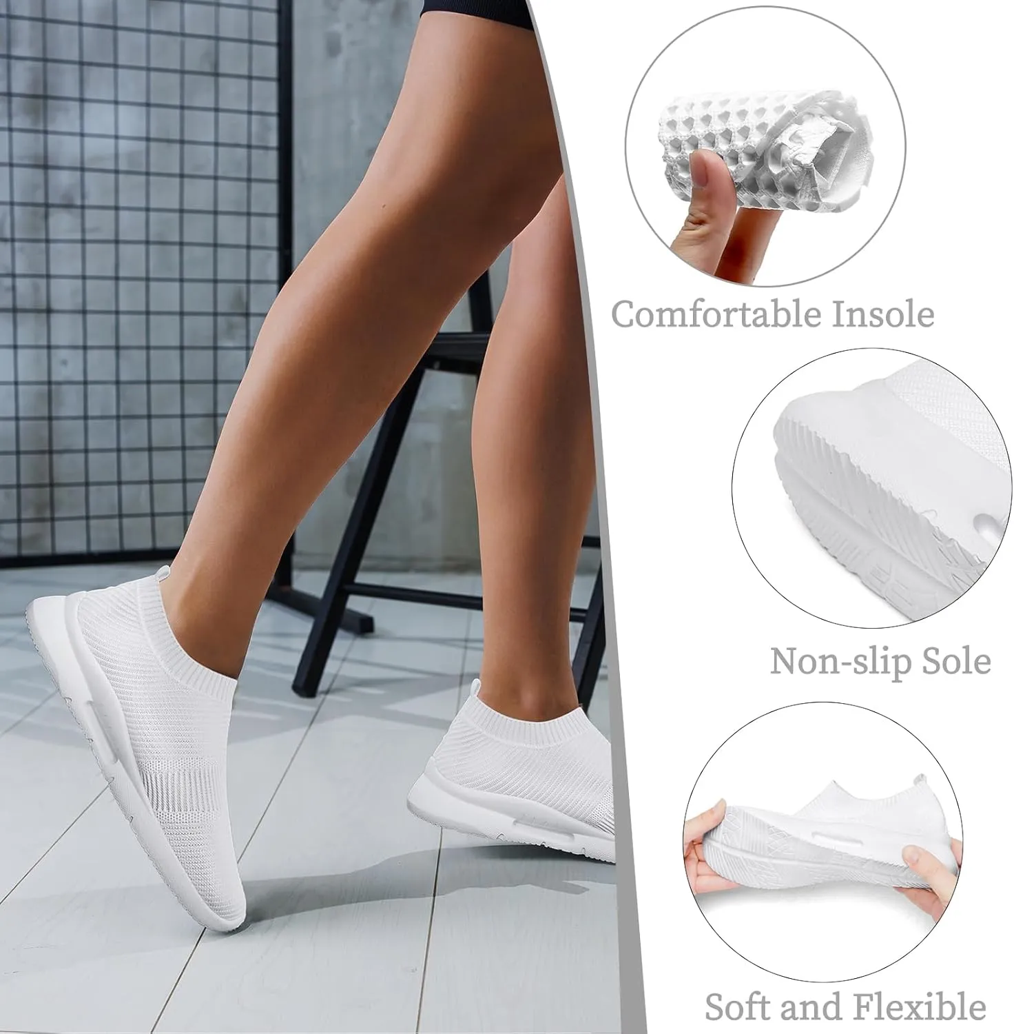 Womens Running Shoes Tennis Walking Gym Workout Athletic Slip on Fashion Sneakers Breathable Lightweight Sport Jogging Hiking Casual Shoe