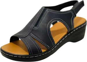 Women's Sadanar Orthopedic Arch Sandals Wedge Roman Sandals,Adjustable Ankle Strap Chunky Low Heel Casual Diabetic Walking Beach Sandals