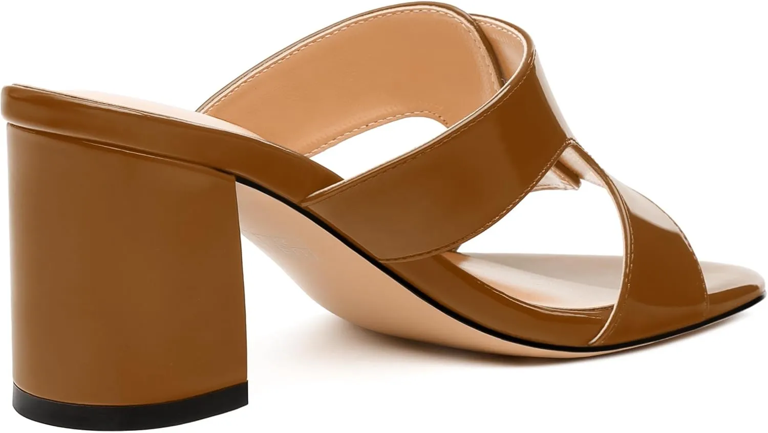 Women's Sandals, Round Open Toe Mid Heels, Slip On Fashion Buckle Heeled Sandal for Working Party Wedding