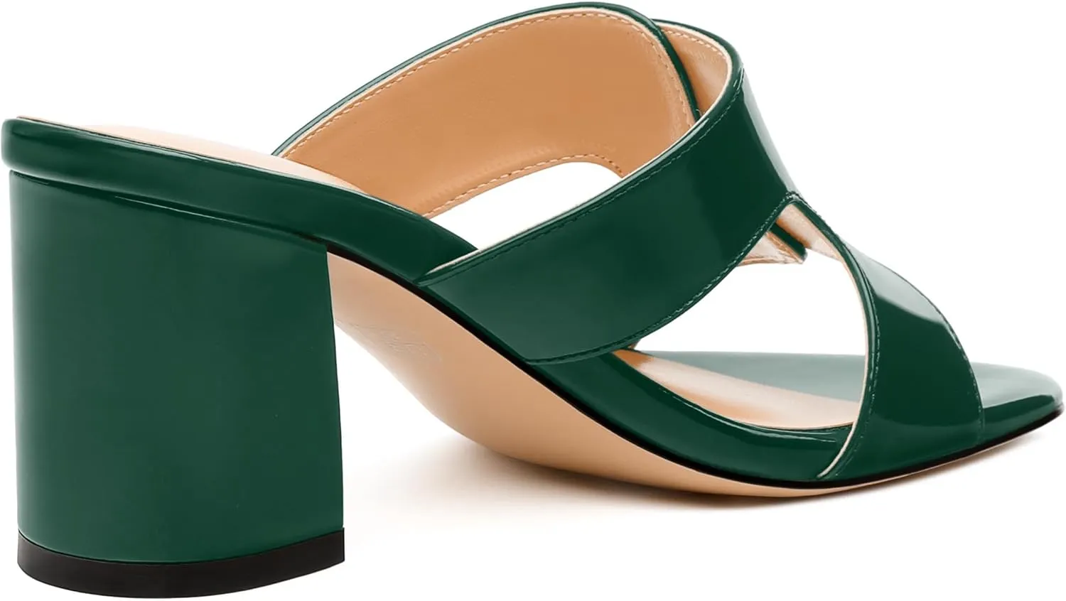 Women's Sandals, Round Open Toe Mid Heels, Slip On Fashion Buckle Heeled Sandal for Working Party Wedding