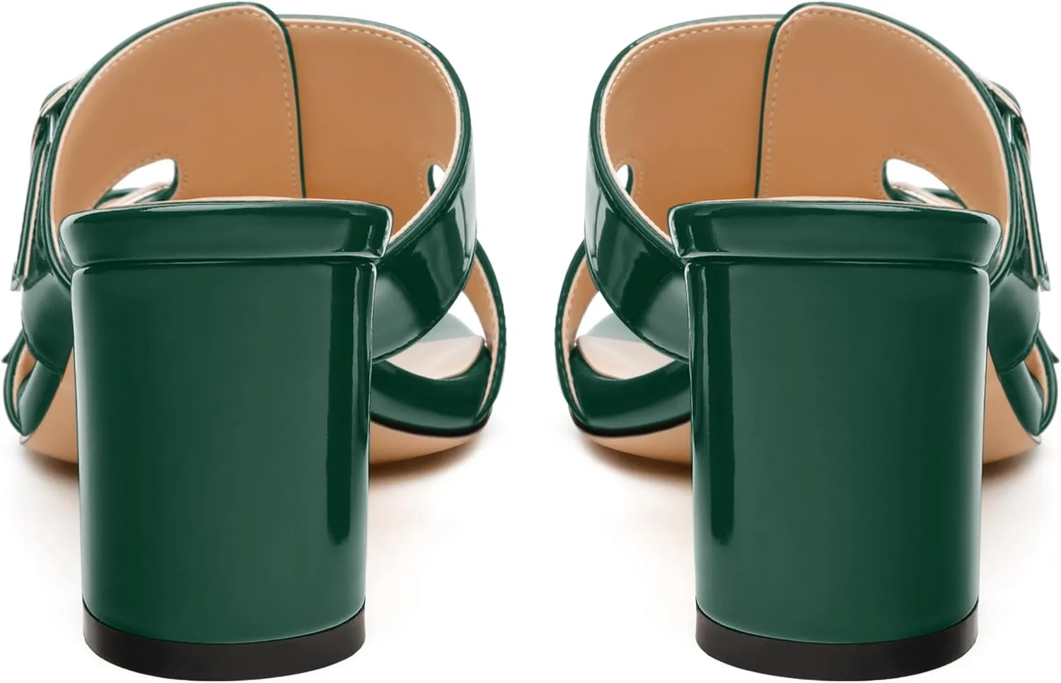 Women's Sandals, Round Open Toe Mid Heels, Slip On Fashion Buckle Heeled Sandal for Working Party Wedding