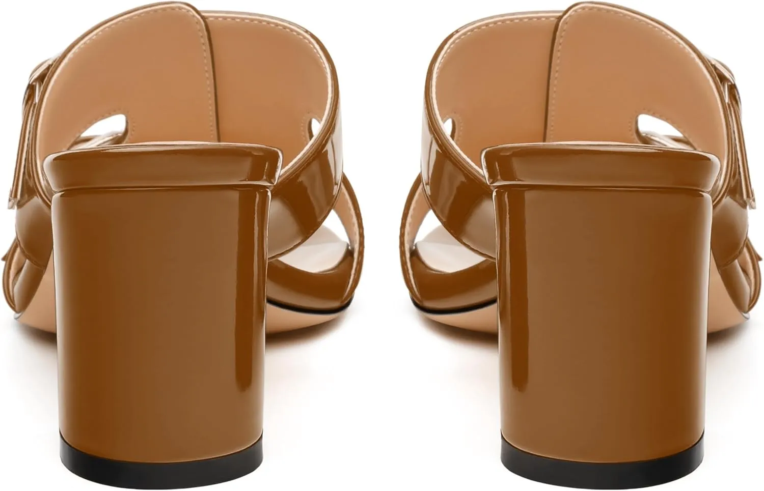 Women's Sandals, Round Open Toe Mid Heels, Slip On Fashion Buckle Heeled Sandal for Working Party Wedding