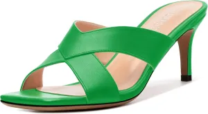 Womens Sandals Square Toe Kitten Heels Fashion Solid Matte Sandal 2.55 inch