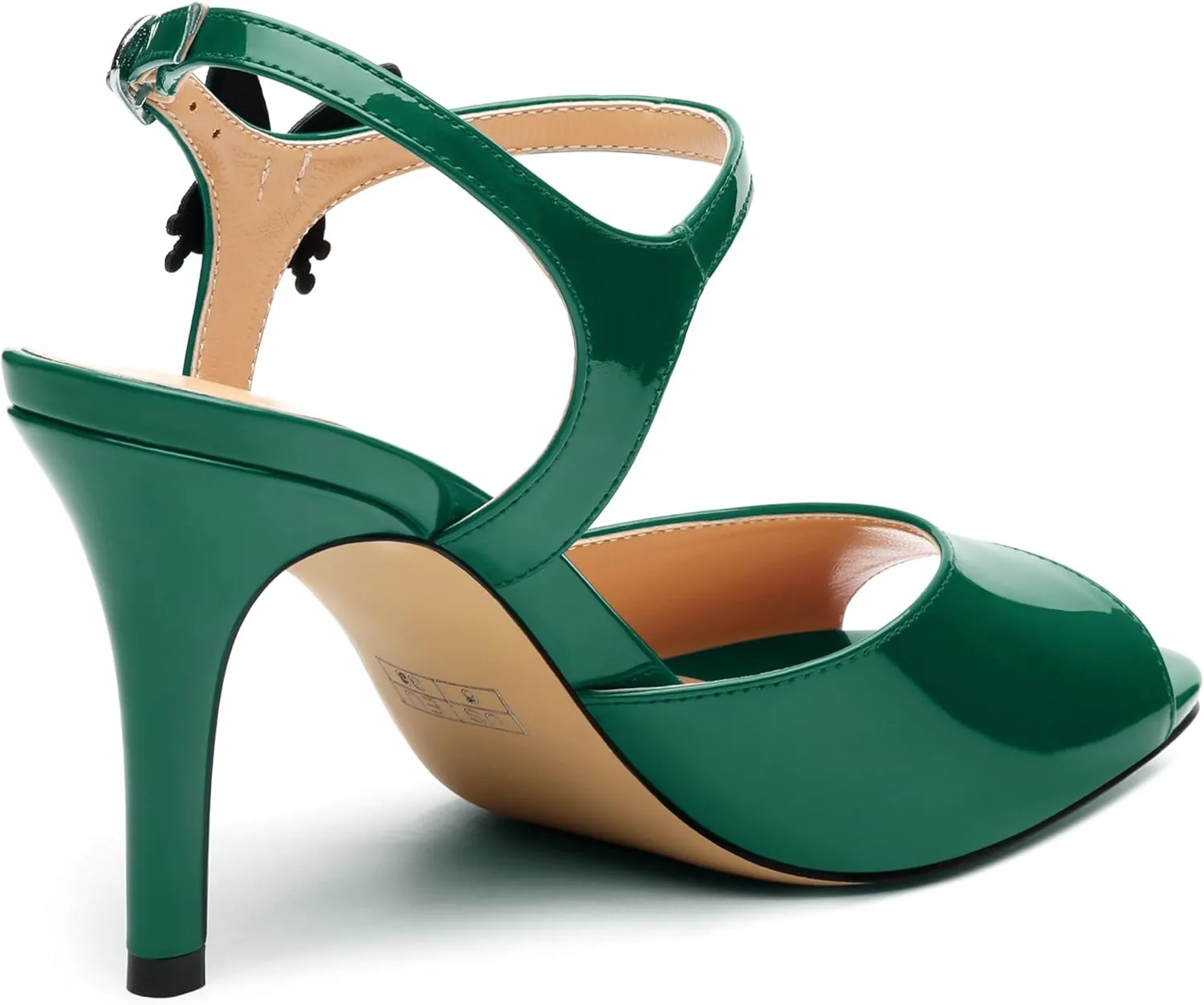 Women's Sexy Stiletto High Kitten Patent Heels Ankle Strap Buckle Round Peep Open Toe Sandals Elegant Dress Office Party Wedding Shoes For Women 3.3 Inch