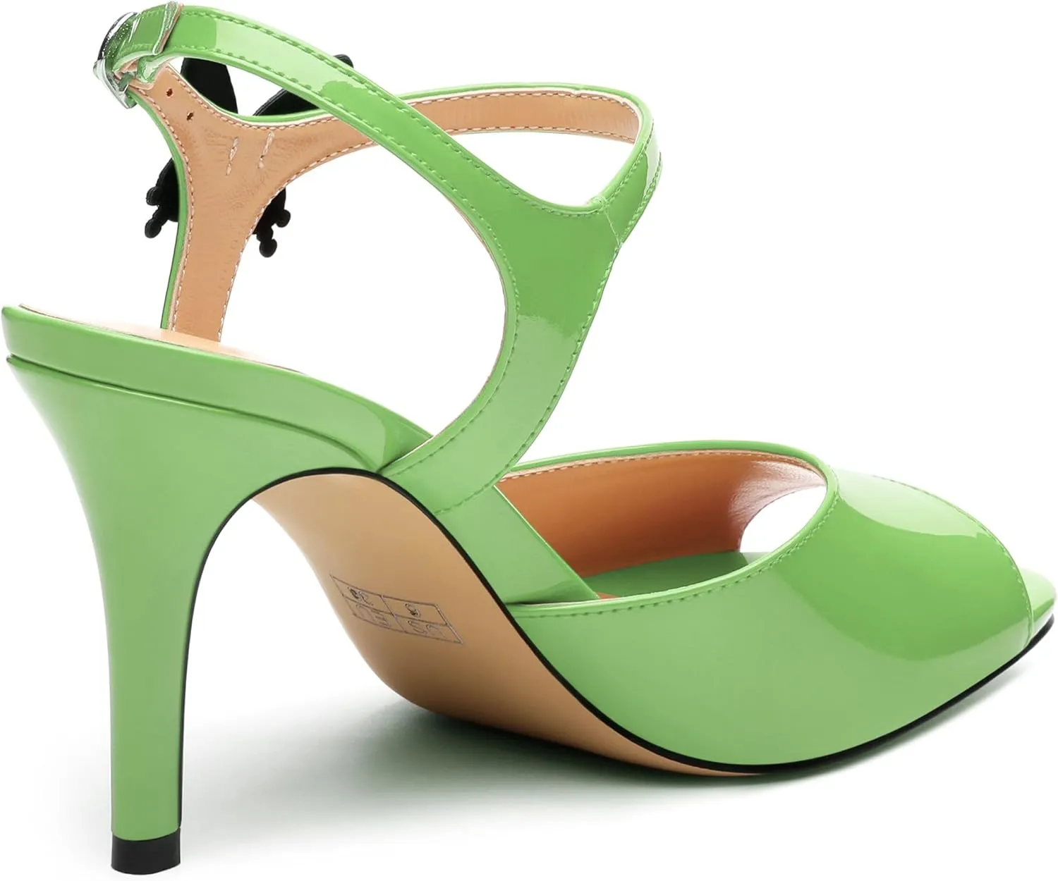 Women's Sexy Stiletto High Kitten Patent Heels Ankle Strap Buckle Round Peep Open Toe Sandals Elegant Dress Office Party Wedding Shoes For Women 3.3 Inch