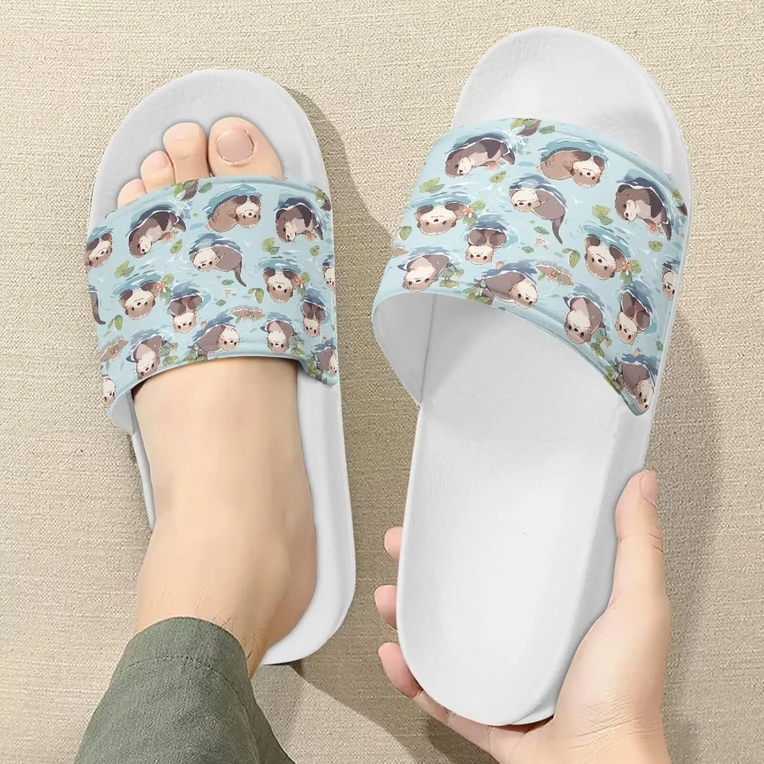 Women's Slide Sandals Lightweight Comfort Athletic Sandals Slip On Casual Open Toe Summer Beach Spa Flip Flops Size 6-13.5