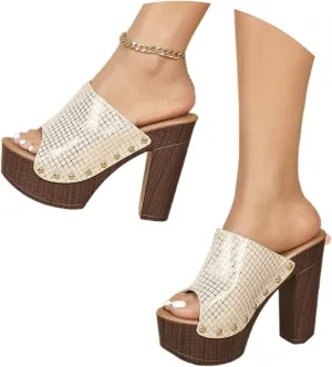 Women's Slippers Open Toe Sandals High Heel Casual Wear Summer Trendy Comfortable Vacation Beach Slippers Sandal