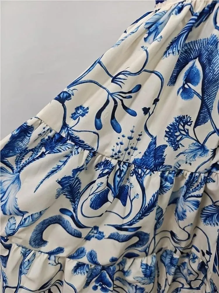 Women's Square Neck Sleeveless Mini Dress High Waist Slim Fit Hit Color Print Casual Summer Dress