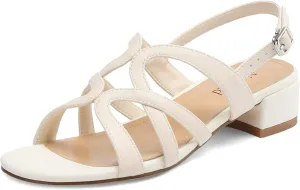 Women's Strappy Sandals Square Open Toe Low Block Heels Ankle Strap Heel for Women Dress Shoes