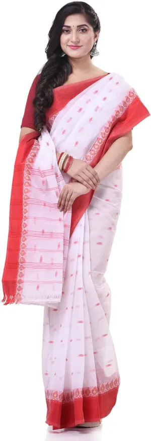 Women`s Traditional Pure Handloom Cotton Saree Lotus Bud Woven Designer Without Blouse Piece 5.6 Mtr