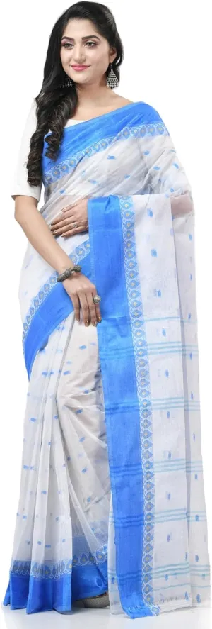 Women`s Traditional Pure Handloom Cotton Saree Lotus Bud Woven Designer Without Blouse Piece 5.6 Mtr