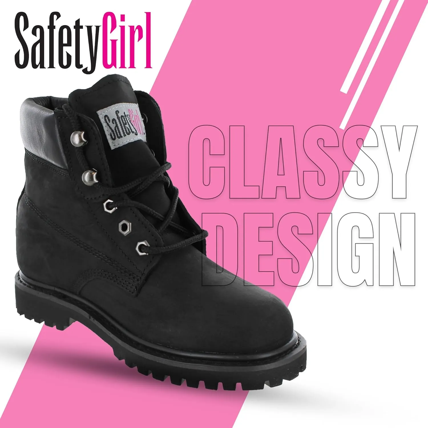 Women’s Work Boots | Waterproof Leather Work Boots for Women | Oil & Slip-Resistant Soft Toe Boots for Women | Premium Nubuck Leather | Lightweight and Comfortable | Black Leather - 9.5W