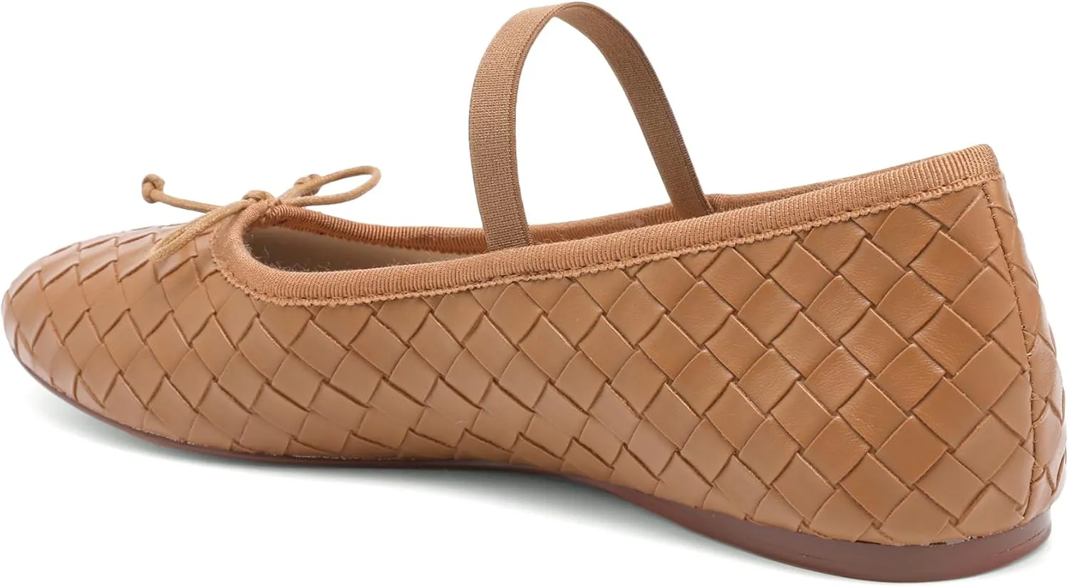 Woven Ballet Flats for Women Almond Toe Mary Jane Flats Stretch Band Bow Ballerina Shoes