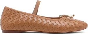 Woven Ballet Flats for Women Almond Toe Mary Jane Flats Stretch Band Bow Ballerina Shoes
