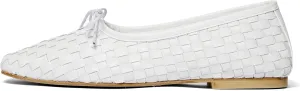 Woven Flats Ballet Shoes for Women with Bows Square Head Design Pull On Comfortable Elegance