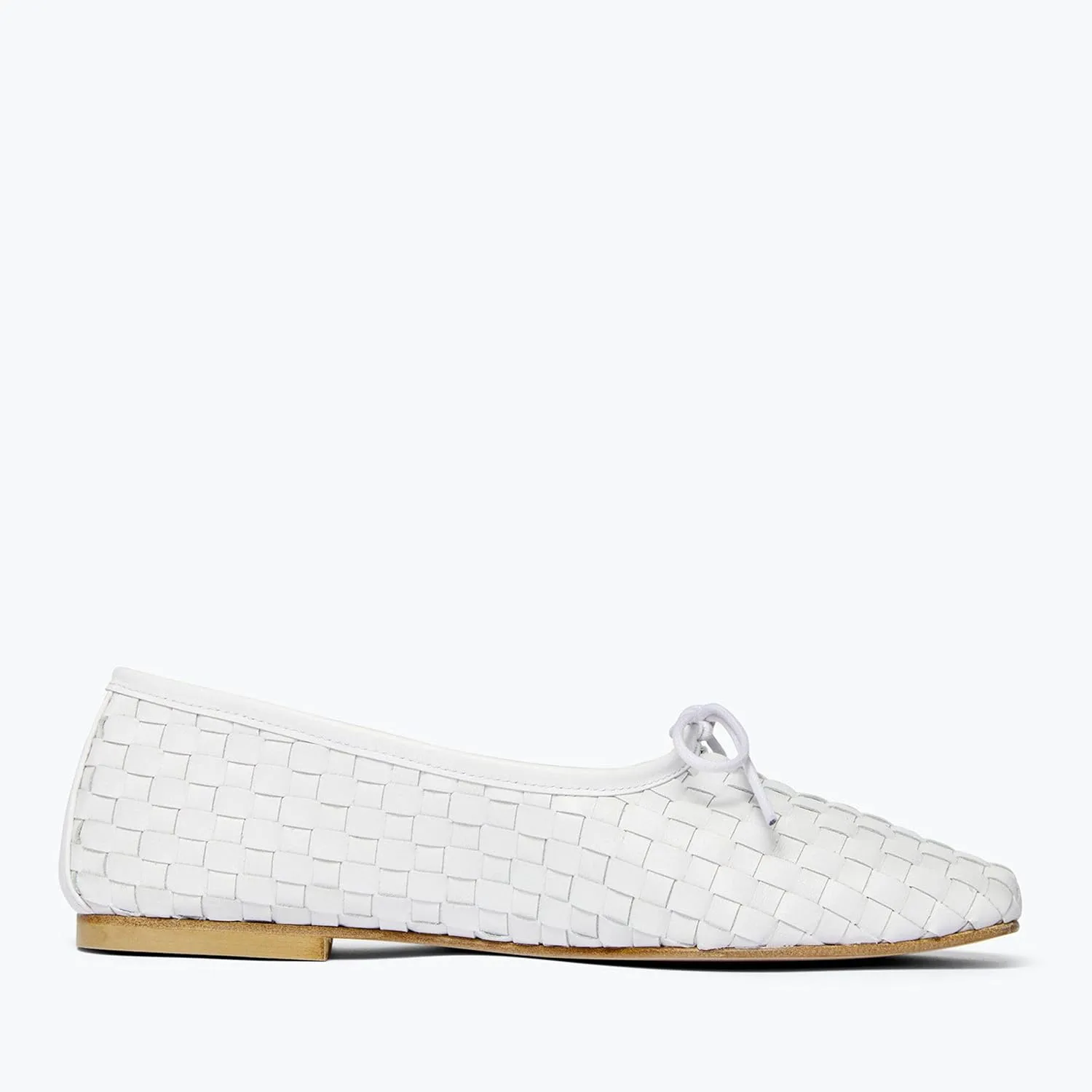 Woven Flats Ballet Shoes for Women with Bows Square Head Design Pull On Comfortable Elegance