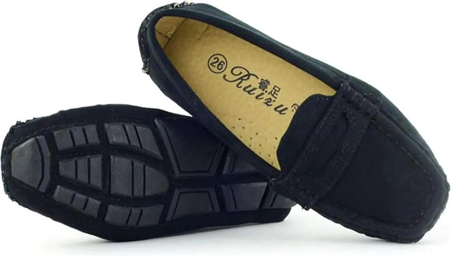 WUIWUIYU Boys Girls Casual Slip-ons Suede Penny Loafers Moccasins Shoes