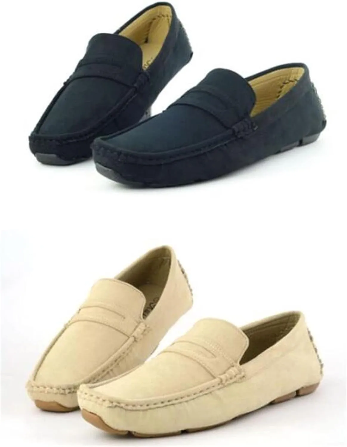 WUIWUIYU Boys Girls Casual Slip-ons Suede Penny Loafers Moccasins Shoes