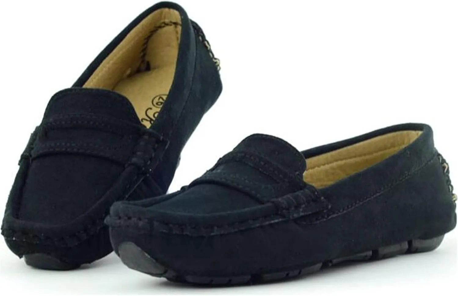 WUIWUIYU Boys Girls Casual Slip-ons Suede Penny Loafers Moccasins Shoes