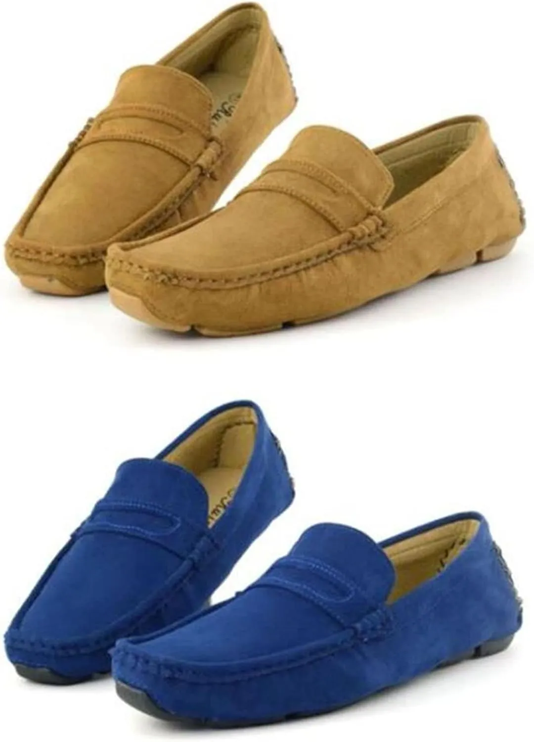 WUIWUIYU Boys Girls Casual Slip-ons Suede Penny Loafers Moccasins Shoes