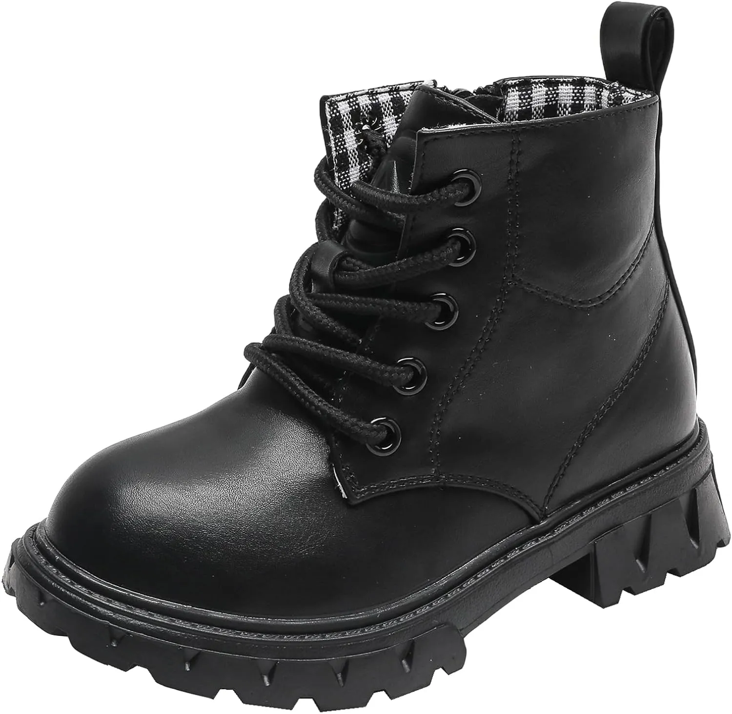 WUIWUIYU Boys Girls Combat Boots Waterproof Zip-up Hiking Ankle Boots Short Booties Desert Motorcyle Boots