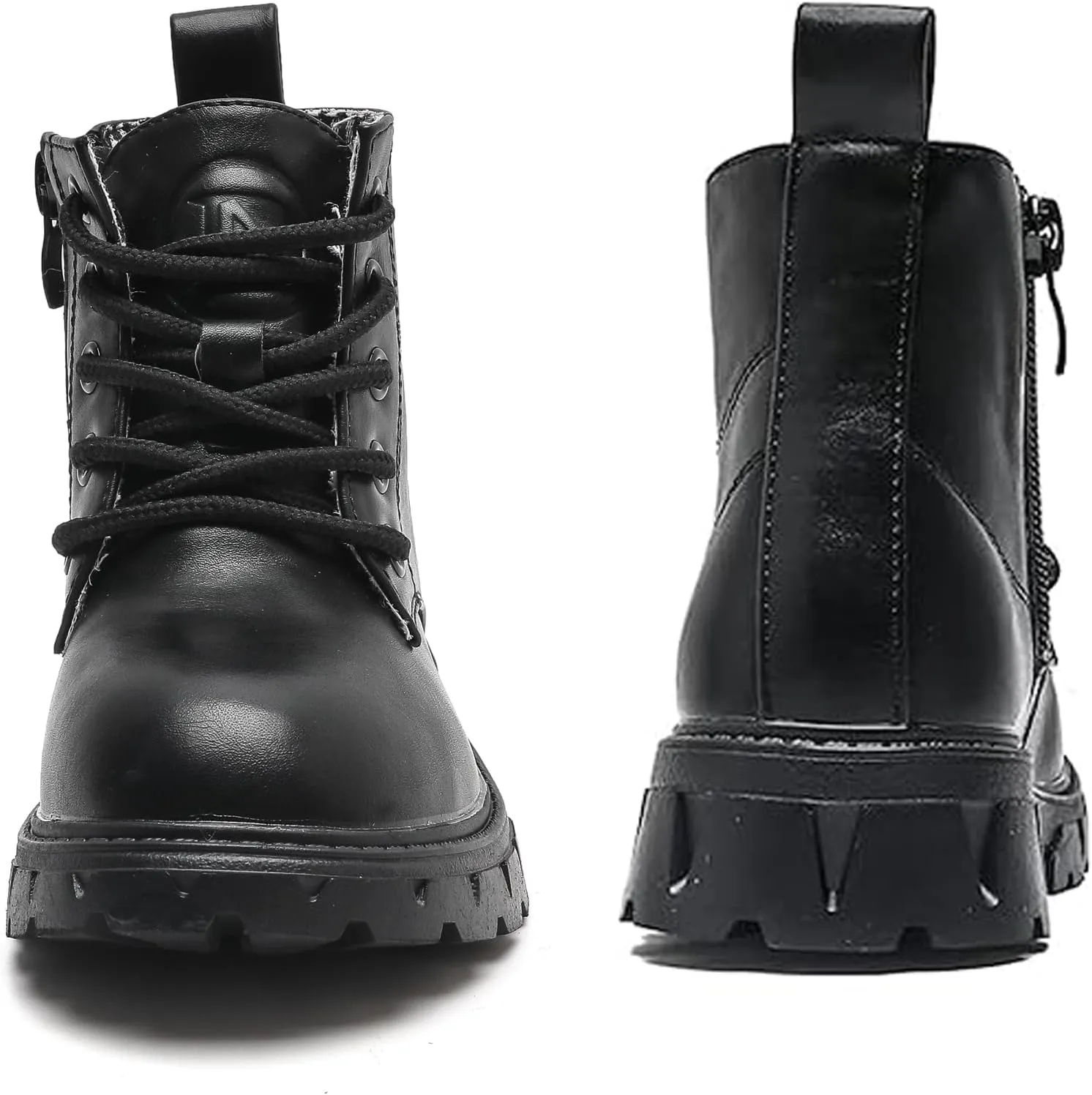 WUIWUIYU Boys Girls Combat Boots Waterproof Zip-up Hiking Ankle Boots Short Booties Desert Motorcyle Boots