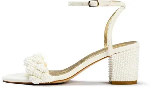 XYD Women's Open Toe Plait Wedding Mid Block Heel Sandals Ankle Strap with Buckle Bridal Dress Shoes