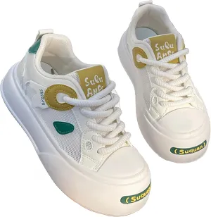 Y2K Chunky Platform Sneakers for Women, Summer Breathable Mesh Casual Shoes, Korean Style Student White Shoes