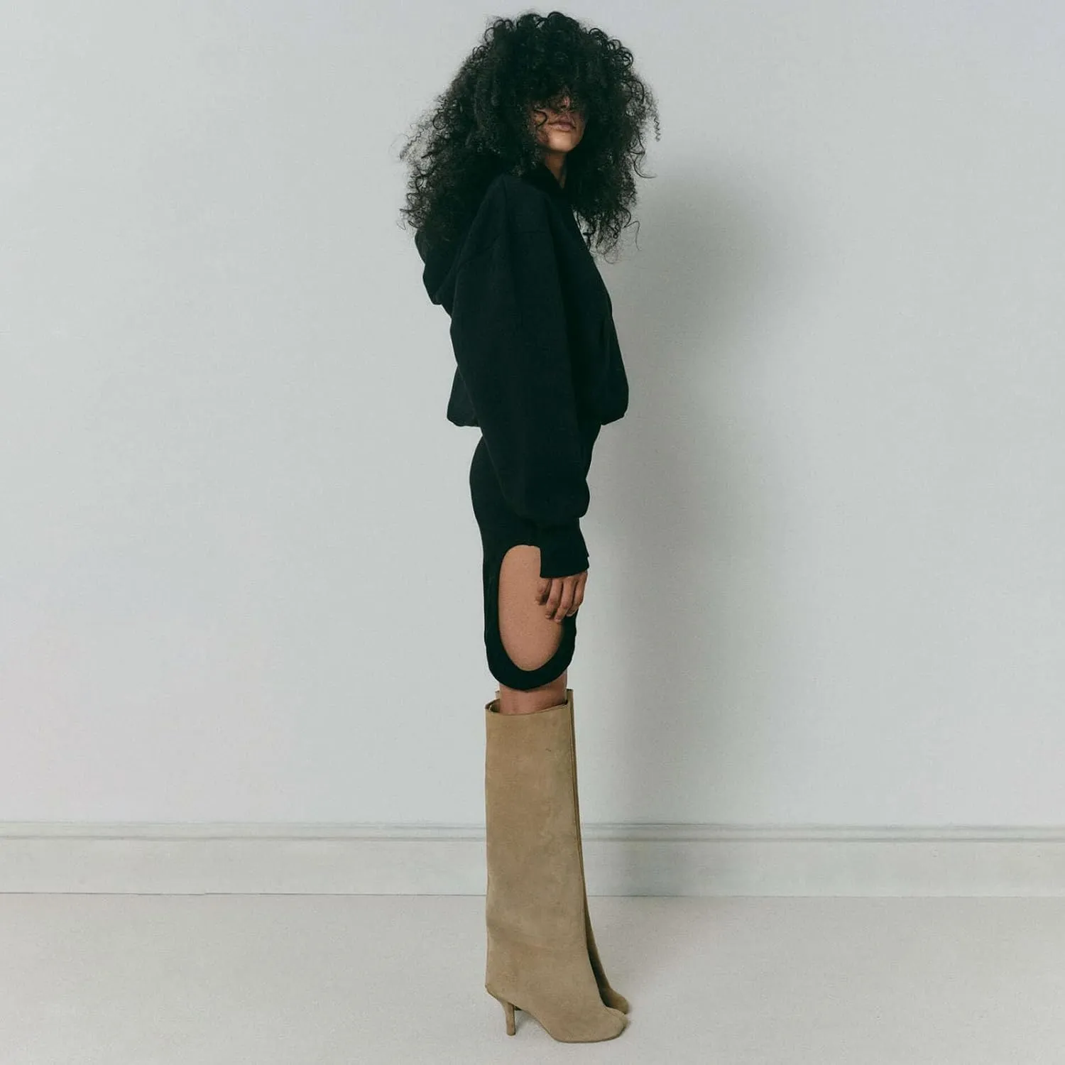 Yishaweiqi Camel Suede Knee High Boots for Women: Square Toe Stiletto Heel Long Tall Wide-Calf Comfortable Fall Boots