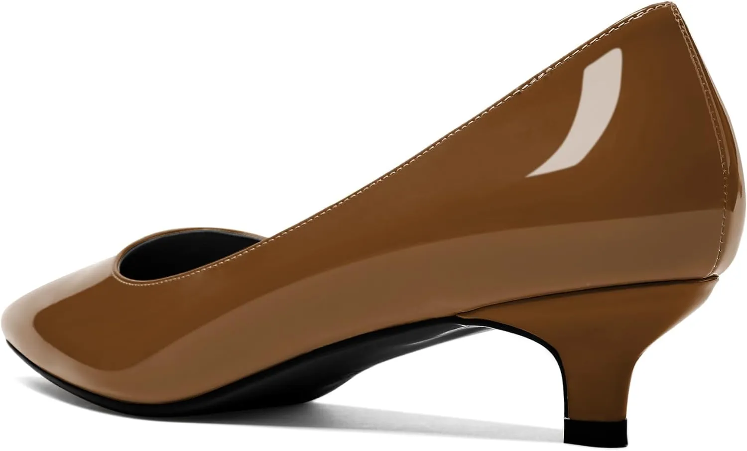 YODEKS Women's Low Kitten Heel Pumps Slip on Pointed Closed Toe 1.5 Inch Casual Office Work Dress Shoes