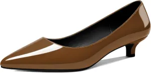 YODEKS Women's Low Kitten Heel Pumps Slip on Pointed Closed Toe 1.5 Inch Casual Office Work Dress Shoes