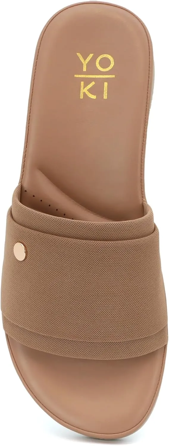YOKI NEVE Women’s Comfort Open Toe Wedge Slide Sandals, Women’s Sandals Comfortable, Summer Sandals