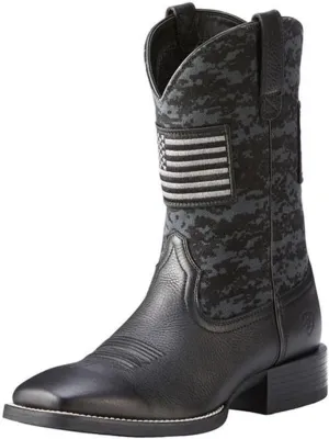 YXCFEWD Cowboy Boots for Men, Slip on Square Toe Boots, Slip Resistant Boots Chunky Heel, Sport Patriot Western Men's Boot