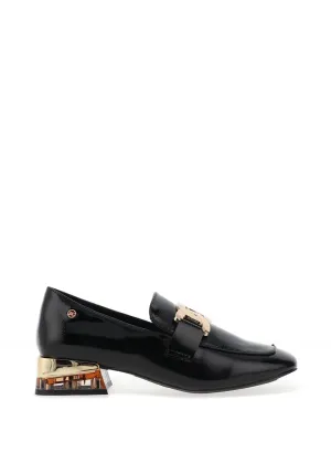 Zanni & Co. Laocai Patent Effect Heeled Loafers, Black