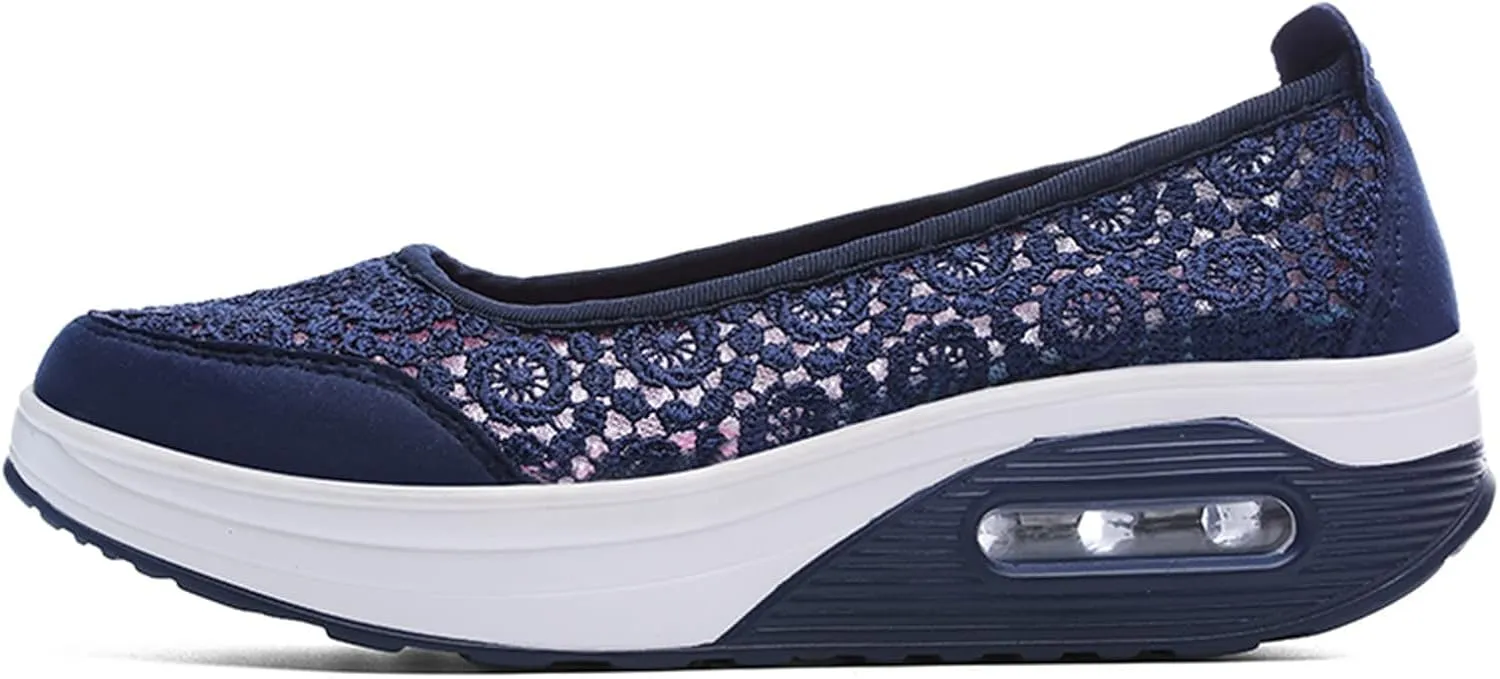 ZBYY Women Sneakers Comfort Slip On Wedges Shoes Breathable Platform Mesh Walking Shoes Nurse Shoes Mary Jane Shoes