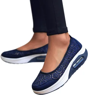 ZBYY Women Sneakers Comfort Slip On Wedges Shoes Breathable Platform Mesh Walking Shoes Nurse Shoes Mary Jane Shoes