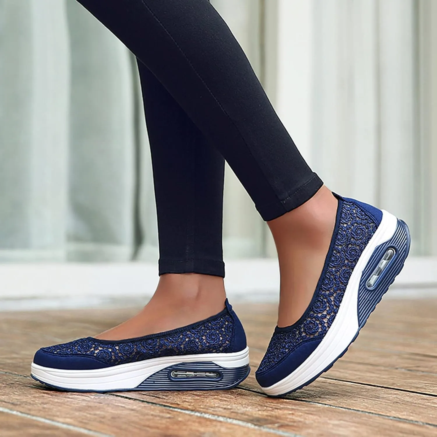ZBYY Women Sneakers Comfort Slip On Wedges Shoes Breathable Platform Mesh Walking Shoes Nurse Shoes Mary Jane Shoes